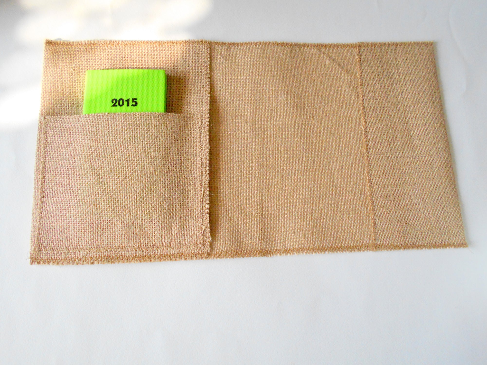 Burlap Book cover sewed with cotton threads- Organic eco friendly Book fabric case with a pocket for small objects- Rustic book folder case