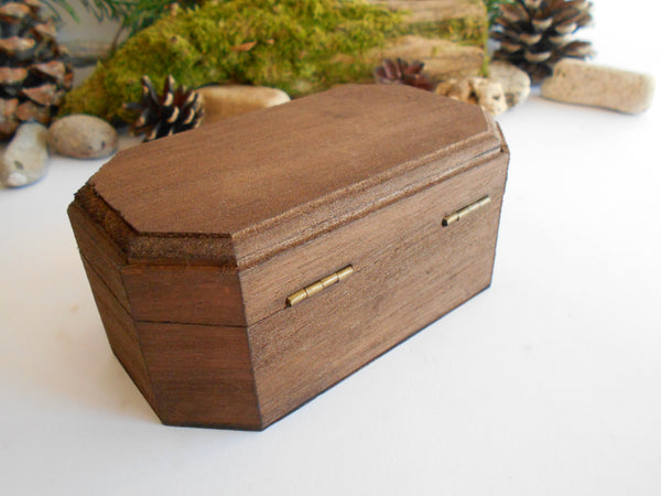 Wooden keepsake box- large eight side box- wooden box with bronze