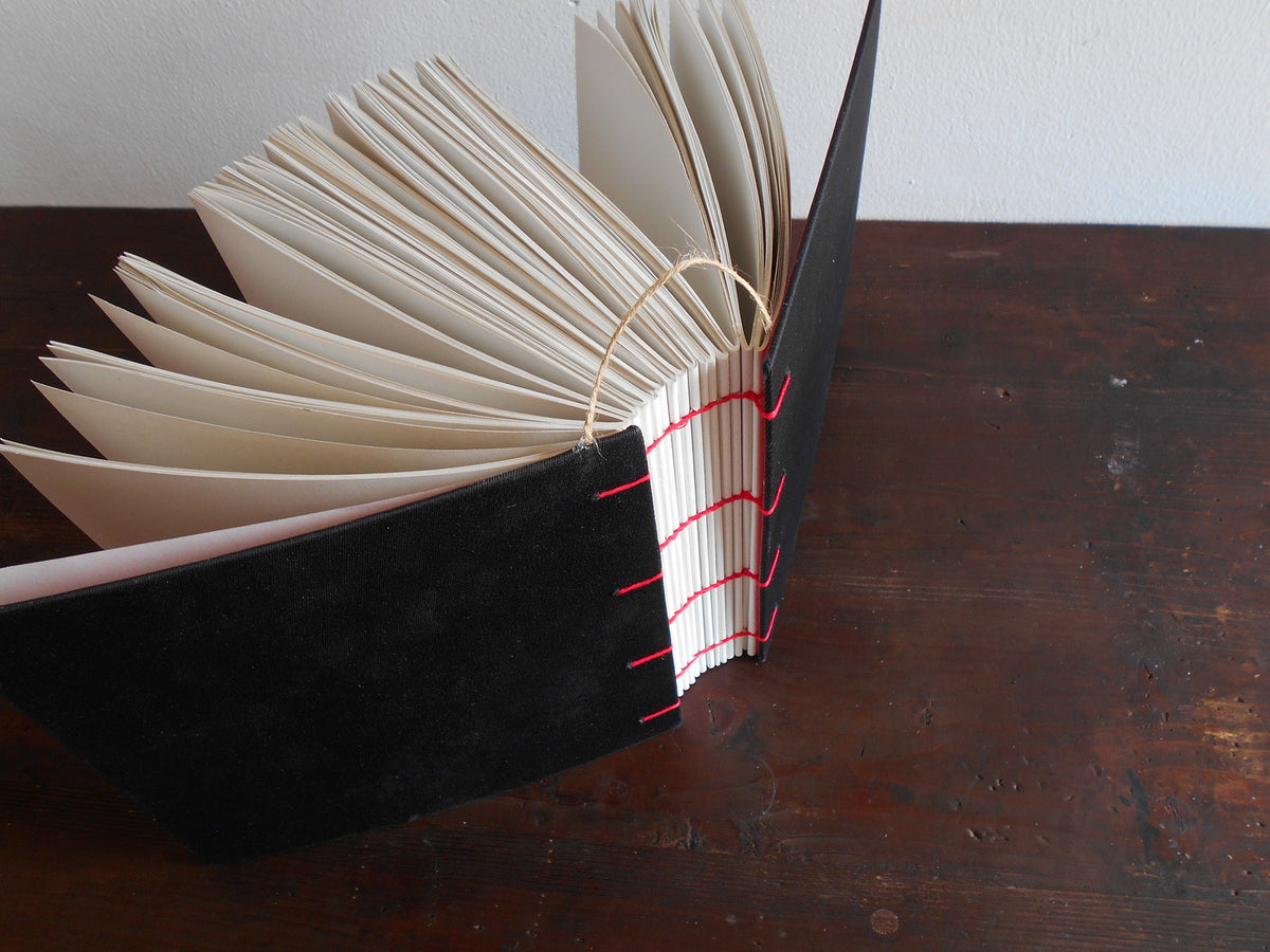 Handmade fabric black journal- hardcovers- 100% recycled pages- 80gsm. paper- ecofriendly gift