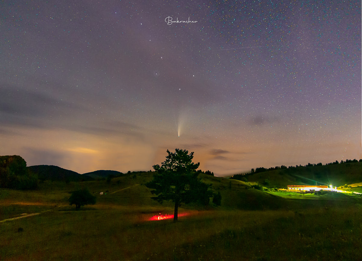 Comet Neowise C2020 F3 Photography wall art print- mountain Star sky photo decor from Gela Village, Rhodope Mountain- Bulgarian landscape