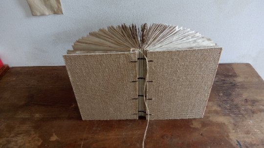 Burlap wedding journal book with hardcovers and custom thread colors- fabric sketchbook- 100% recycled pages- custom book- Ecofriendly writers gift