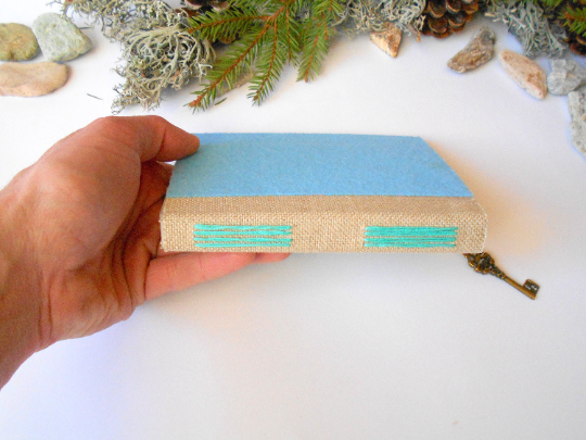 Felt travel journal hardcovers with a key bookmark- travel journal- blank book with 100 pages of 100% recycled paper- Eco-friendly journal