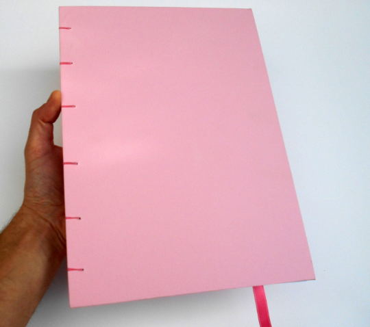 Pink travel sketchbook journal- 100% recycled pages-80gsm.- personalized blank coptic book- journal for girls and babies, eco-friendly gift