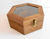 Tea box with glass display- wooden hexagon jewelry box- pine wood keepsake- 7 compartments keepsake- herbs storage box