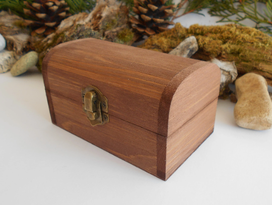 Wooden box- small rectangular chest box- bamboo wood keepsake storage- jewelry box- 4.7'' x 2.2'' x 2.2''