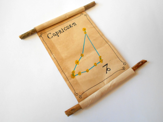 Capricorn Zodiac astrology star sign- handmade paper scroll gift