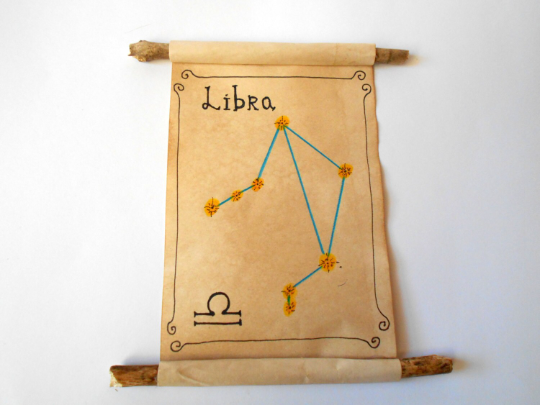 Libra Zodiac astrology star sign- handmade paper scroll gift