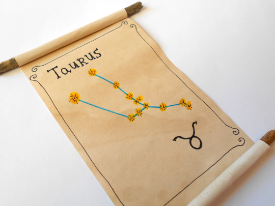 Taurus Zodiac astrology star sign- handmade paper scroll gift