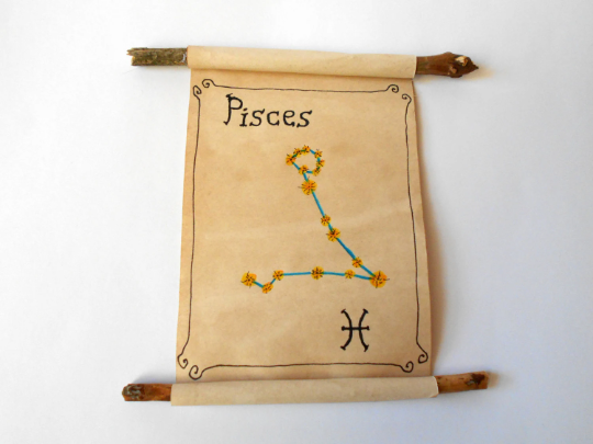 Pisces Zodiac astrology star sign- handmade paper scroll gift