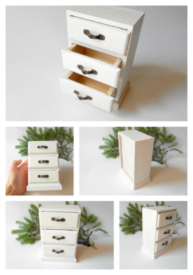 Wooden drawers box- white
