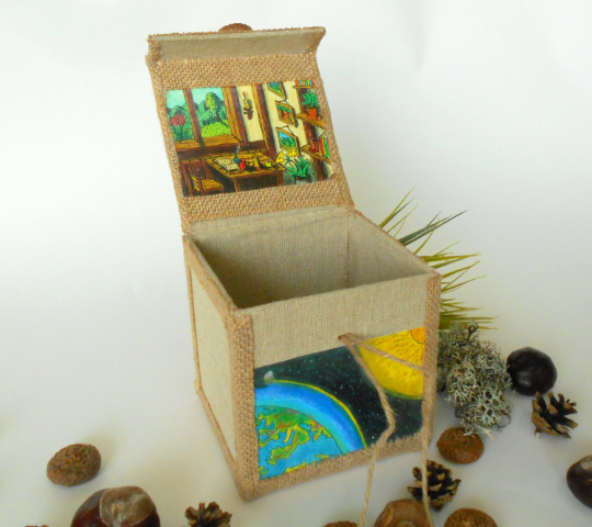 Handmade fabric fantasy art box for storage