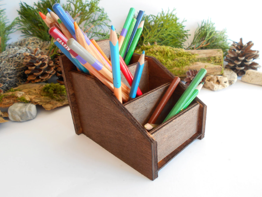Wooden desk organizer- brown