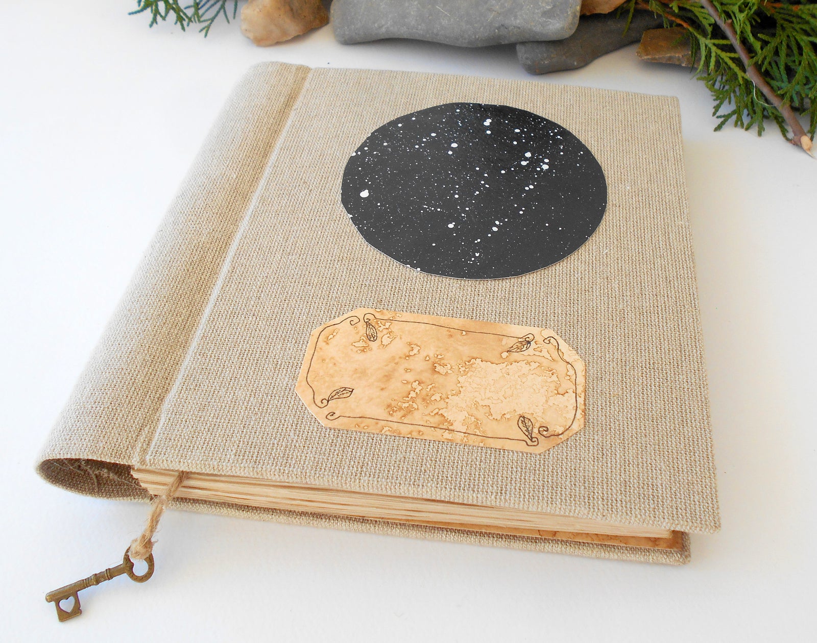 Linen star sky journal- refillable 100% recycled pages