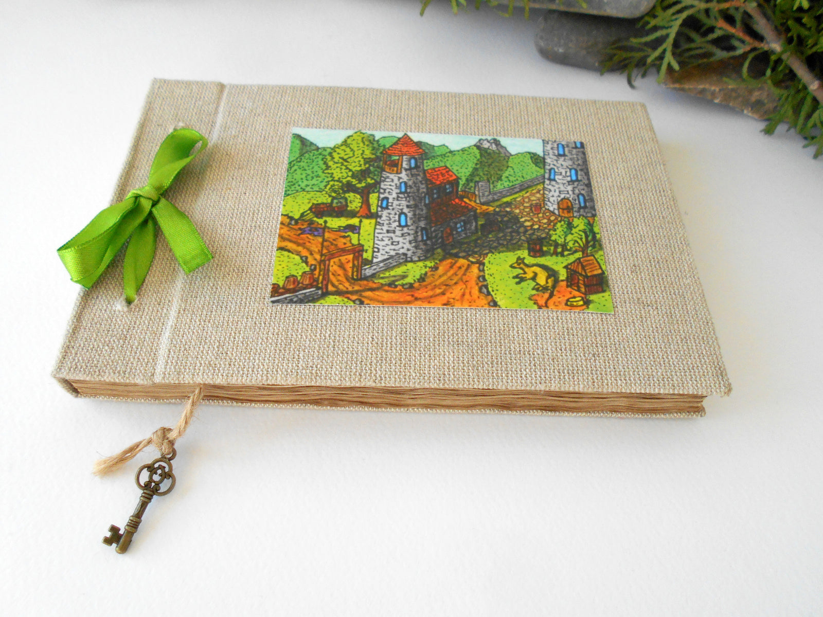 Art fabric sketchbook- refillable fabric journal- coffee 100% recycled pages