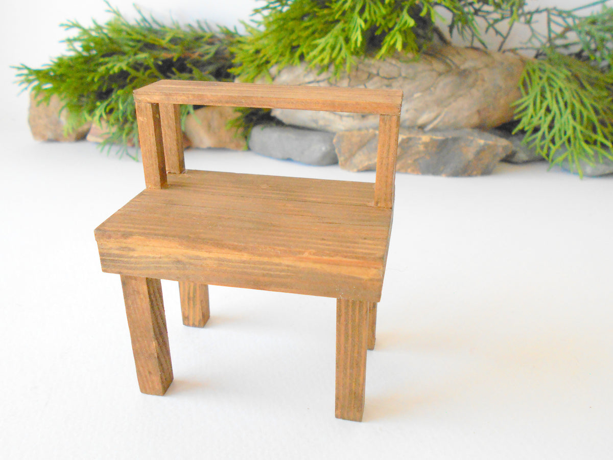 This is a handmade miniature wooden gardening table for miniature dollhouse conservatories on a 1/12th scale. I handmade this table on order with real pine wood boards and beams and with water-based eco-friendly glue. 