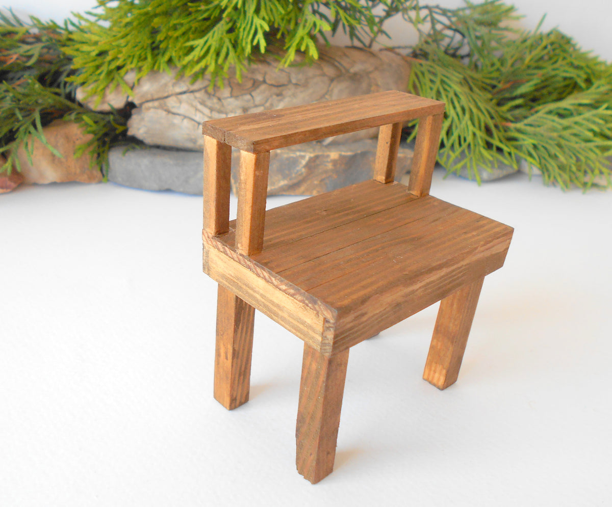 This is a handmade miniature wooden gardening table for miniature dollhouse conservatories on a 1/12th scale. I handmade this table on order with real pine wood boards and beams and with water-based eco-friendly glue. 