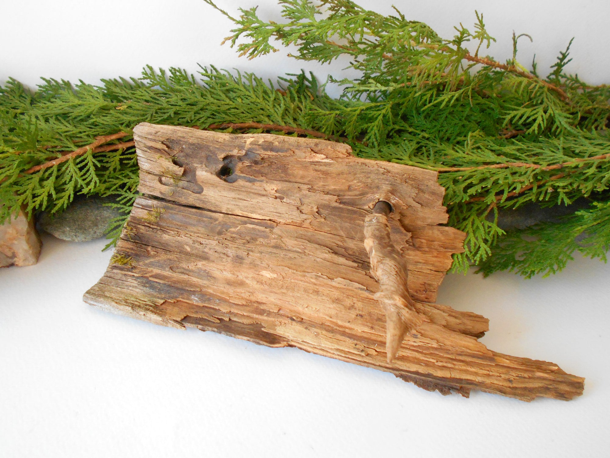 This is a naturally formed driftwood with a unique surface formed in a forest in the Rhodopes Mountain in Southern Europe- country Bulgaria. This piece of wood has been formed for many years and time has exposed the inner parts of the old tree wood.&nbsp;

Size: about 9''L x 4''w x 4'' h-&nbsp; &nbsp;23 x&nbsp; 8 x 8cm.&nbsp;