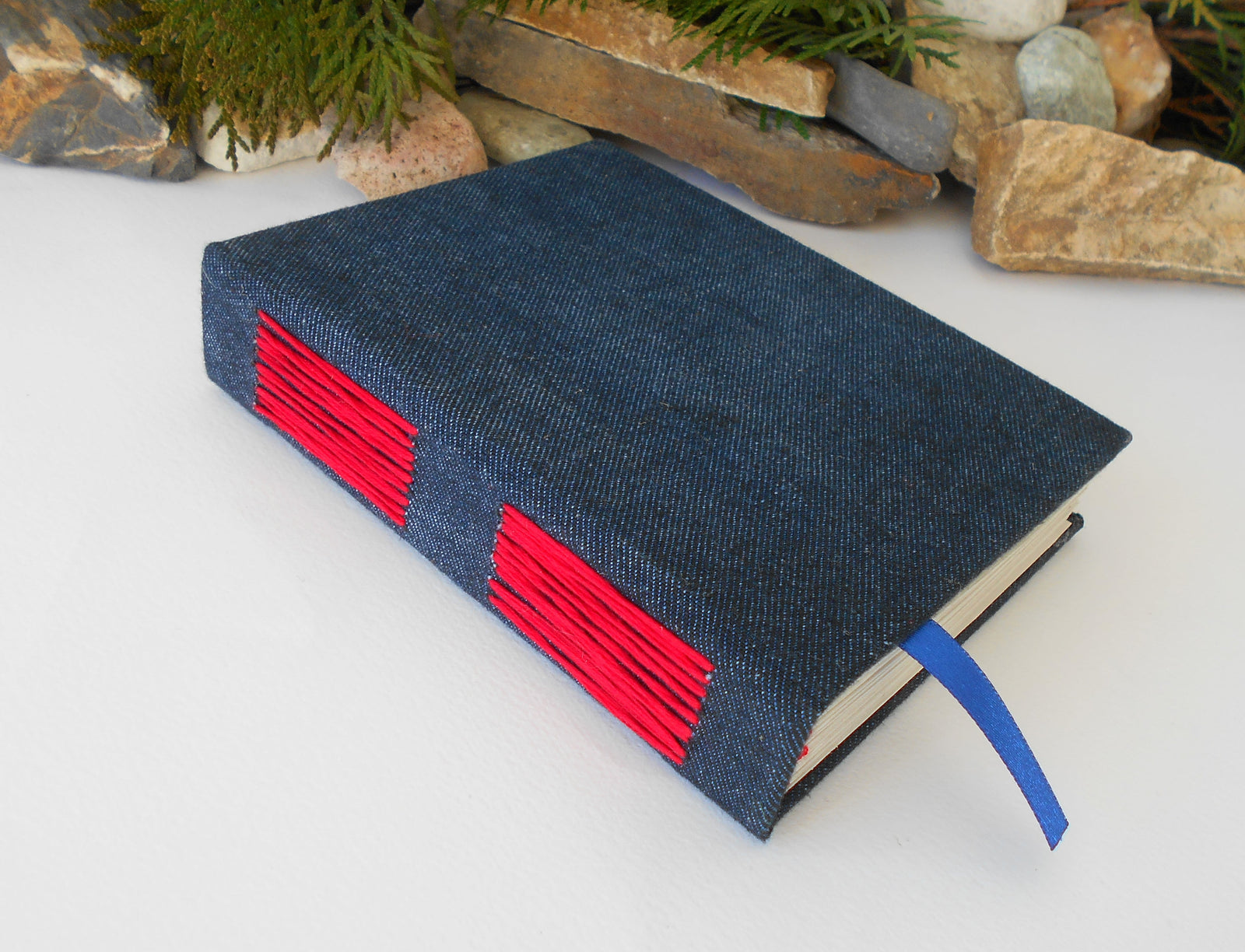 Jeans fabric journal with 100% recycled pages- Small or Large sketchbook journal- rustic blank book with eco-friendly denim jeans fabric