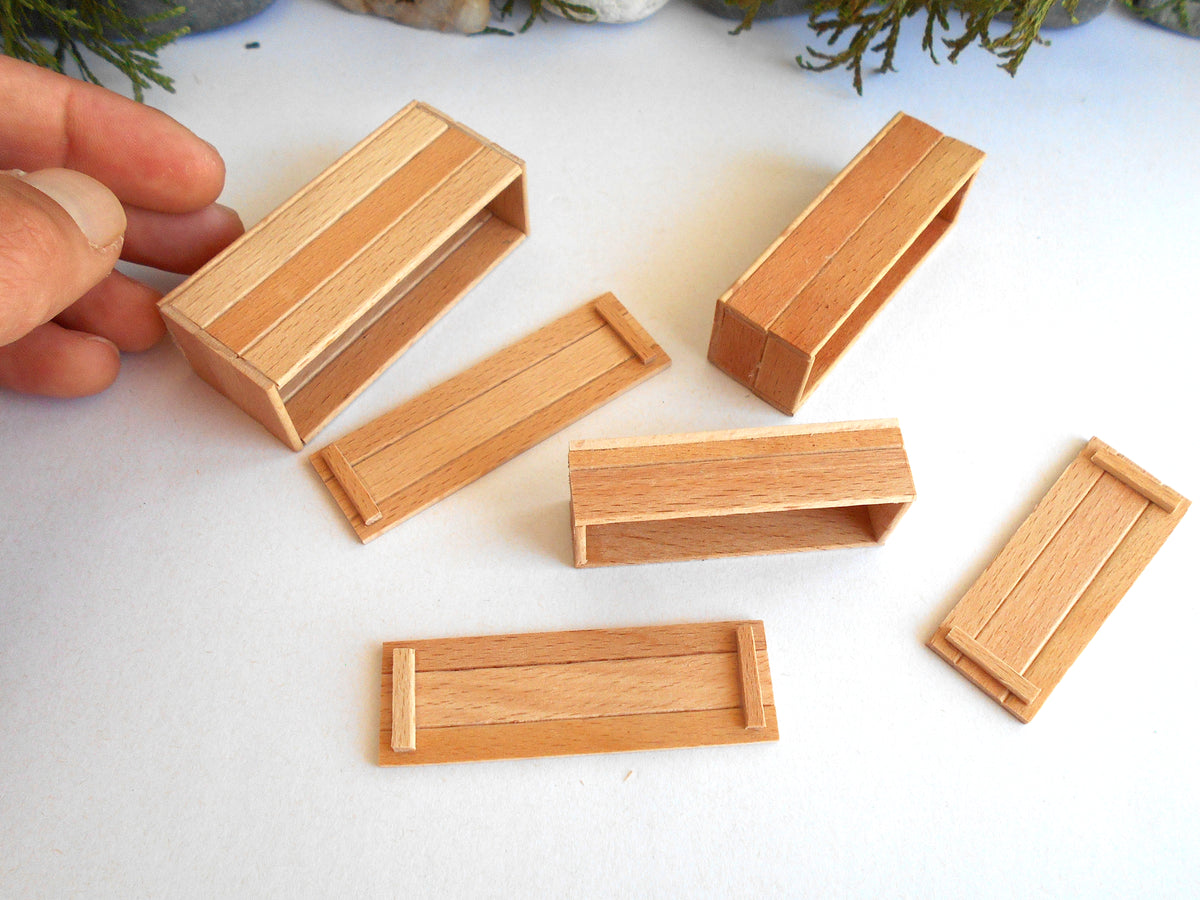 1:12 scale miniature keepsake boxes with lids - Handmade miniature lidded boxes 1/12 scale - iniature lidded box 1/12 scale - Set Number 31