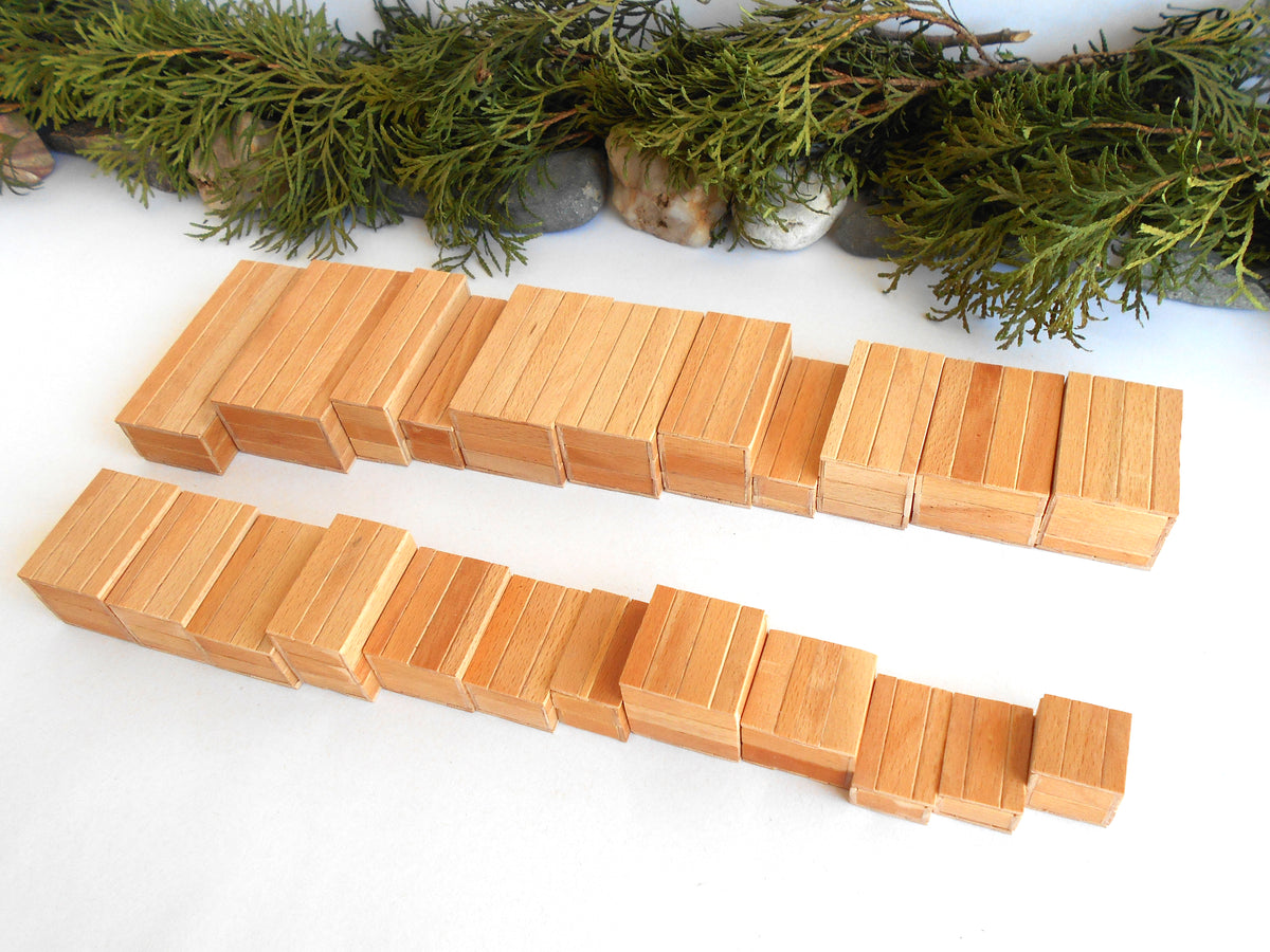 Miniature wooden box set of 23 different standart sizes - 1:12 scale dollhouse accessories - made to order beech wood miniature boxes with lids - Set Number 27