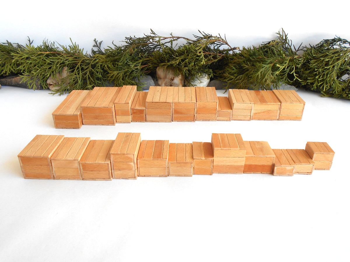 Miniature wooden box set of 23 different standart sizes - 1:12 scale dollhouse accessories - made to order beech wood miniature boxes with lids - Set Number 27