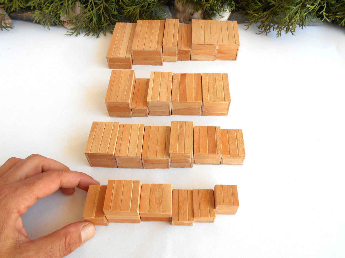 Miniature wooden box set of 23 different standart sizes - 1:12 scale dollhouse accessories - made to order beech wood miniature boxes with lids - Set Number 27