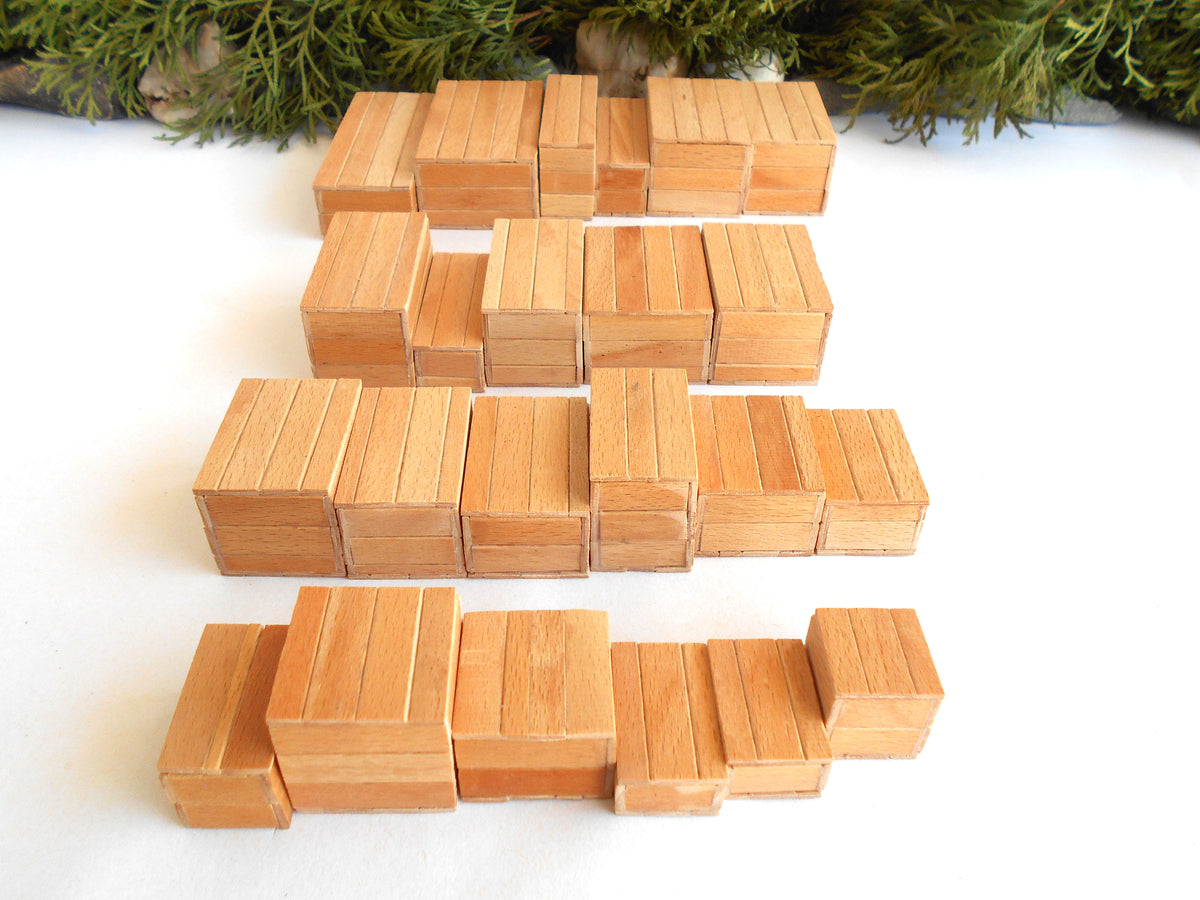 Miniature wooden box set of 23 different standart sizes - 1:12 scale dollhouse accessories - made to order beech wood miniature boxes with lids - Set Number 27