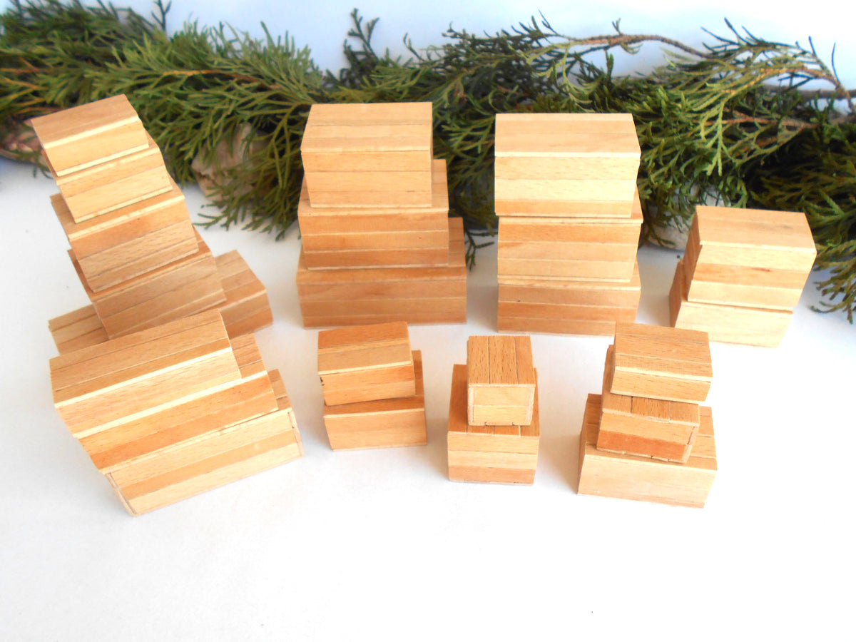 Miniature wooden box set of 23 different standart sizes - 1:12 scale dollhouse accessories - made to order beech wood miniature boxes with lids - Set Number 27