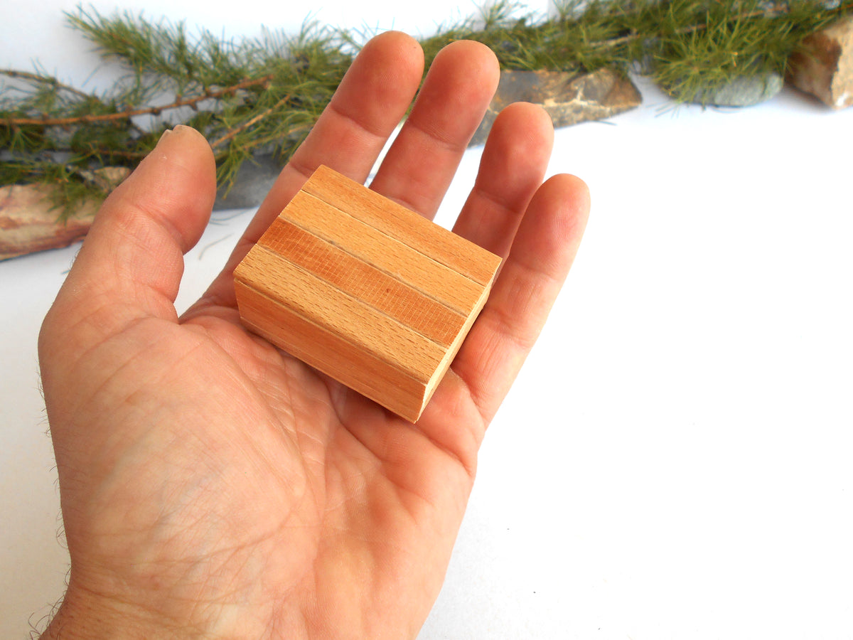 Miniature Wooden Box with Lid – 1:12 Scale Dollhouse Accessory, Handcrafted Hand-Cut Beech Wood,  2.0" × 1.5" × 1.0"
