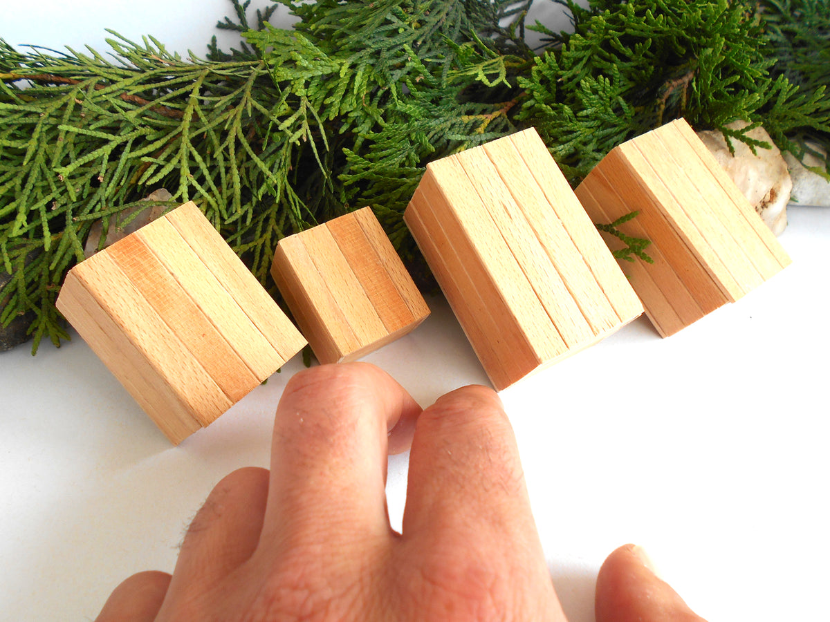 Miniature wooden handmade box set of 4- dollhouse 1/12th scale accessories- mini beech wood boxes with lids- Set Number 5