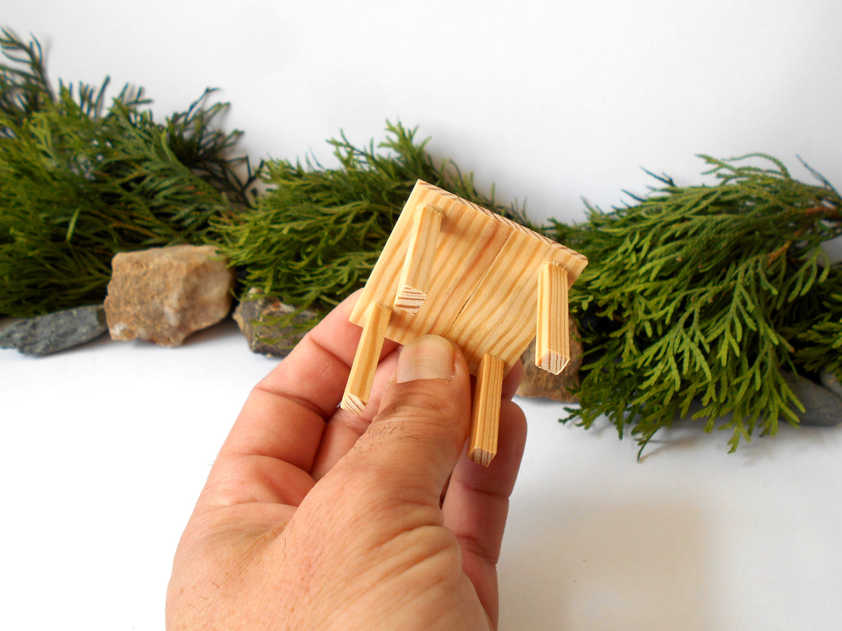 Miniature wooden end/side square table in 1 Inch Scale, rustic table pine wood- dollhouse furniture fairy desk- 1/12th scale end/side mini table