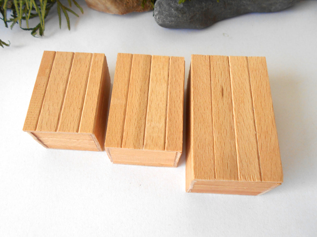 Dollhouse miniature wooden handmade lid box set of 2- dollhouse 1/12th scale accessories- mini beech wood boxes with lids Set Number 4