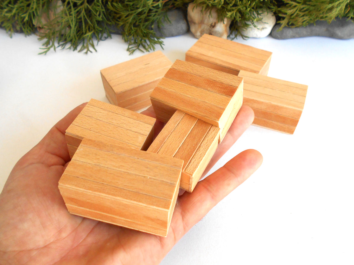 Dollhouse miniature wooden handmade lid box set of 7 different- dollhouse 1/12th scale accessories- miniature beech wood boxes with lids - Set Number 26