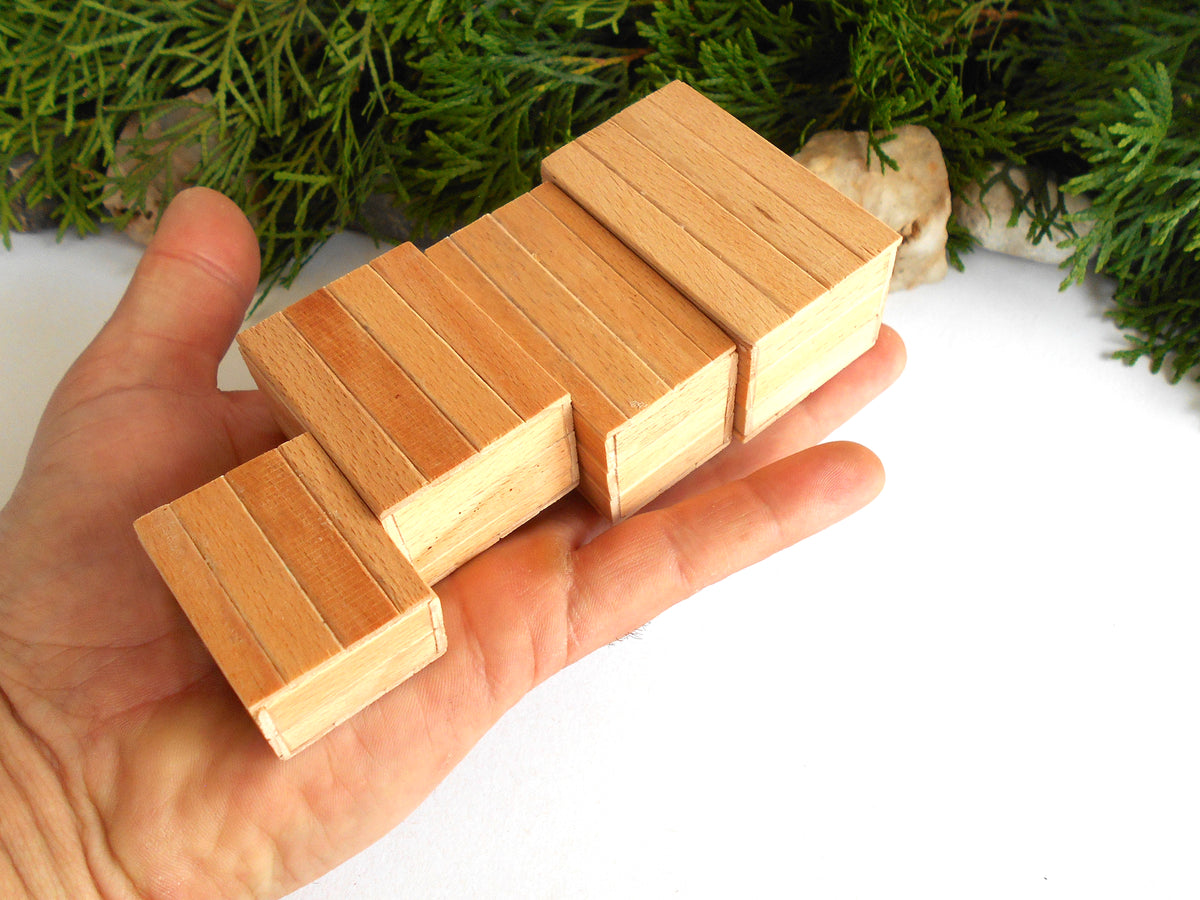 Miniature wooden handmade box set of 4- dollhouse 1/12th scale accessories- mini beech wood boxes with lids- Set Number 5