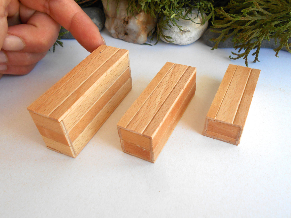 1:12 scale miniature keepsake boxes with lids - Handmade miniature lidded boxes 1/12 scale - iniature lidded box 1/12 scale - Set Number 31