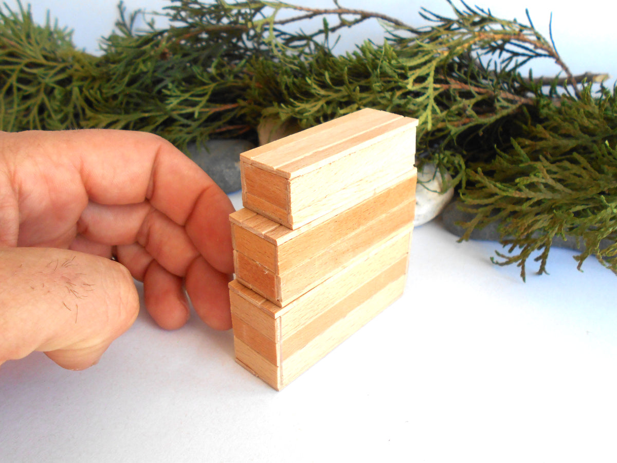 1:12 scale miniature keepsake boxes with lids - Handmade miniature lidded boxes 1/12 scale - iniature lidded box 1/12 scale - Set Number 31
