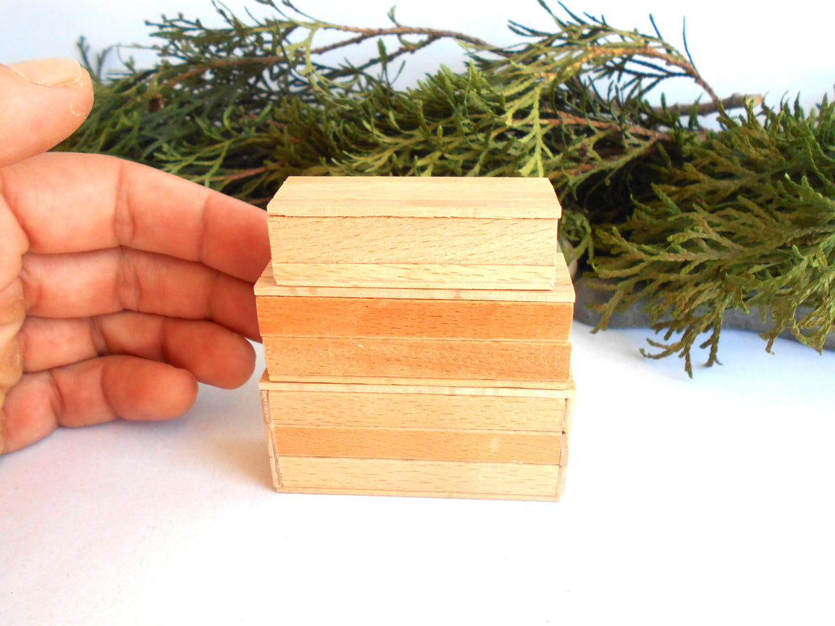 1:12 scale miniature keepsake boxes with lids - Handmade miniature lidded boxes 1/12 scale - iniature lidded box 1/12 scale - Set Number 31