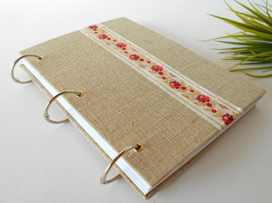Refillable Travel Journal with 100% recycled pages- ring binding- costomize it