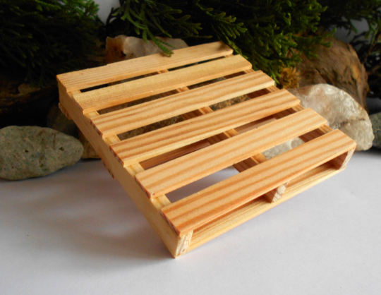 Mini pallet coaster- miniature pallet 1/12 scale from real pine wood- dollhouse and diorama decor- mini garden accessories