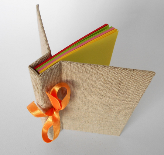 Fabric journal with refillable pages- hardcovers and satin ribbon binding by ExiArts - colored pages- ecofriendly guestbook