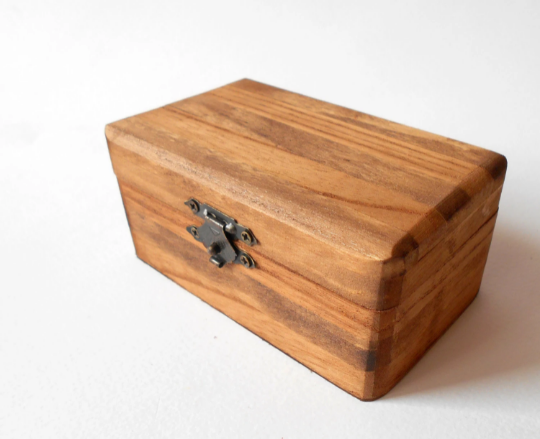Wooden brown box stripe keepsake- rectangular box- box with bronze colored hinges- fir tree wood box-wooden supplies-craft box
