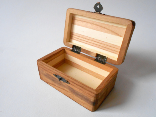 Wooden brown box stripe keepsake- rectangular box- box with bronze colored hinges- fir tree wood box-wooden supplies-craft box