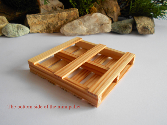 Mini pallet coaster- miniature pallet 1/12 scale from real pine wood- dollhouse and diorama decor- mini garden accessories