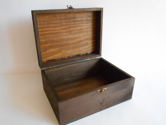 Wooden box chest- large rectangular container box- unfinished wooden b ...