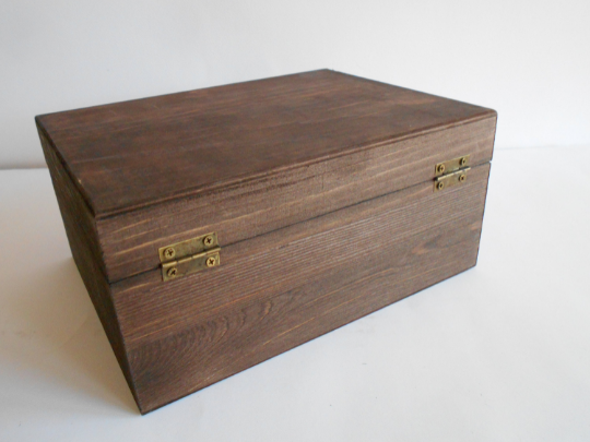 Rustic Wooden box- small brown chest box- unfinished wooden box with b -  Exiarts & Ecocrafts