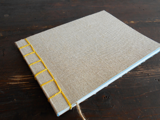 Custom sketchbook journal with linen fabric and hemp binding- notebook soft covers- personalised handmade planner- 100% recycled pages
