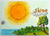 Sun Art print aceo card- 'Shine' Sun-Tree-Sea inspirational poster print- landscape art print signed by author Hristo Hvoynev