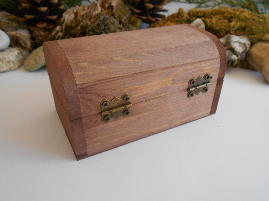 Wooden chest box- rectangular chest box- unfinished keepsake box with bronze colored hinges- fir tree wood box- craft box- jewelry box