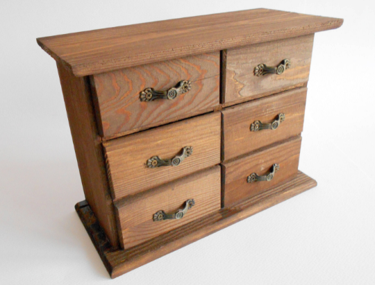 Box with 6 drawers- Wooden Jewelry Box- Apothecary Cabinet- Desktop Organizer - Trinket/Makeup Storage- Mini chest of drawers- Cabinet box Media 1 of 7