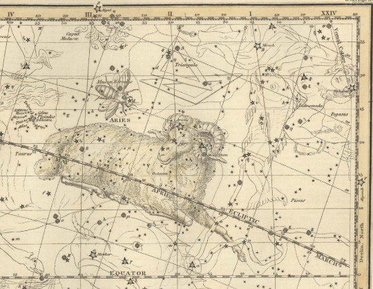 ARIES zodiac map print - Antique Star Map - Professional Reproduction of the Constellation of ARIES-Wall Art Zodiac- Astrology Celestial Map